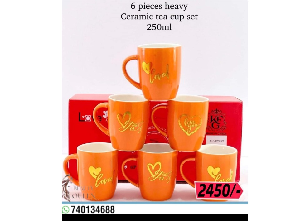 6pcs heavy Ceramic Tea cup (250ml)