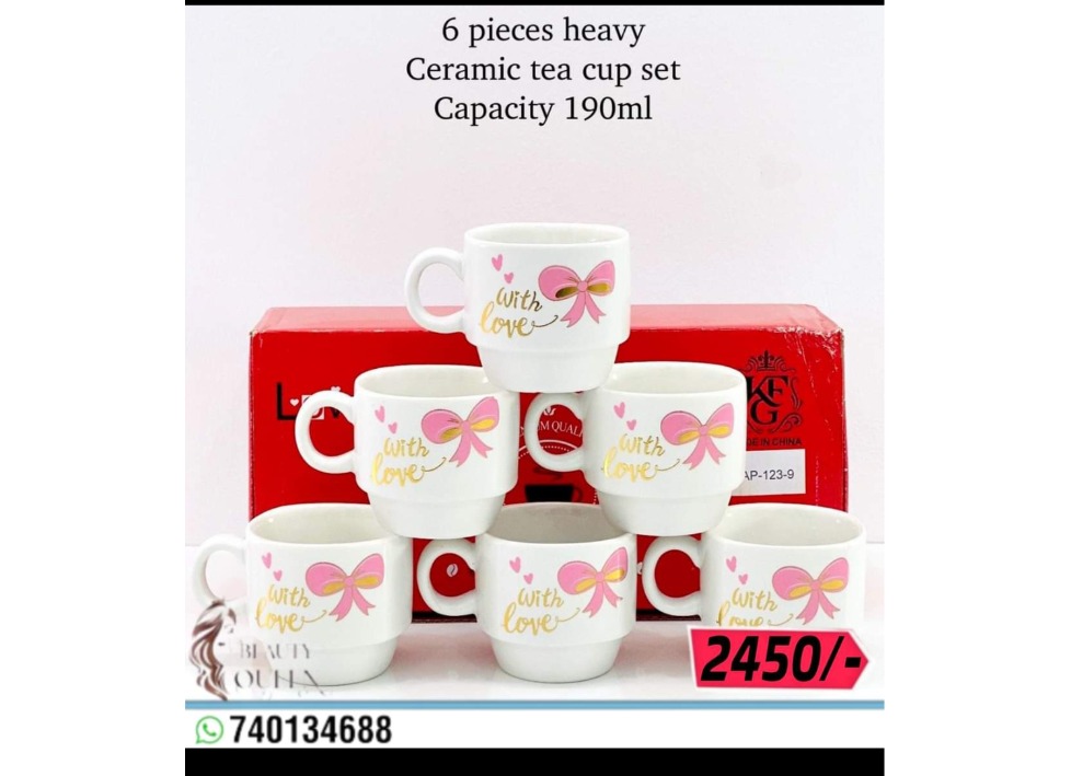 6pcs heavy Ceramic Tea cup (250ml)