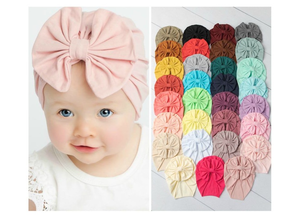 Baby turban cap hair bow