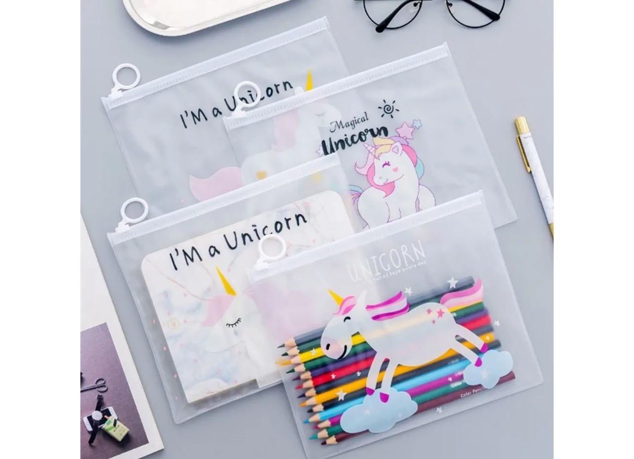 Unicorn Transparent Ring Zip Bag