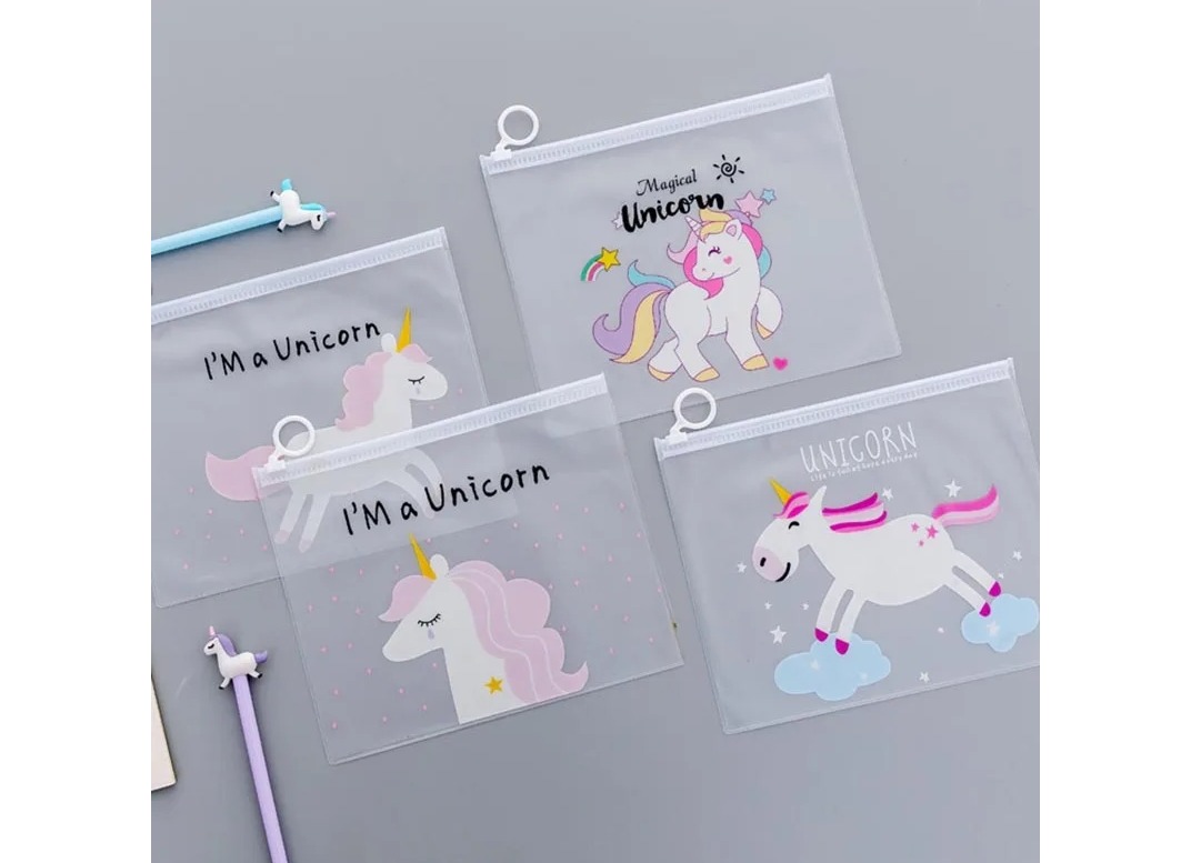 Unicorn Transparent Ring Zip Bag