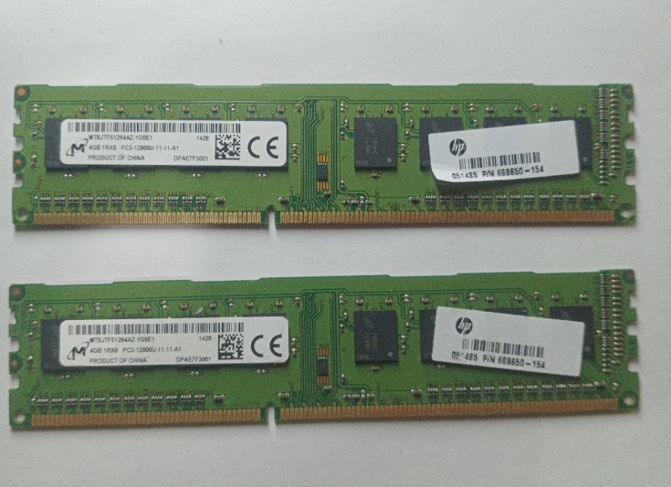 High Performance Two DDR3 4GB RAMS for Desktop 1600mhz (1RX8)