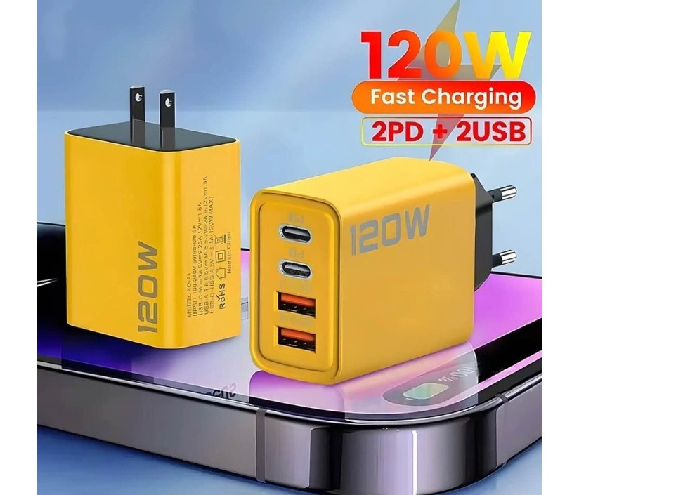 120W Fast Charger 4 Ports USB C PD Quick Charge 3.0 Type C (PD025)