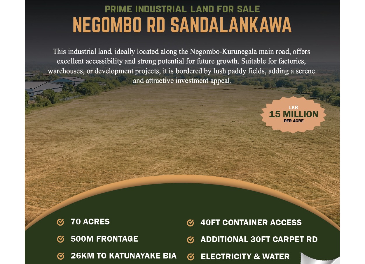 INDUSTRIAL LAND FOR SALE NEGOMBO RD SANDALANKAWA