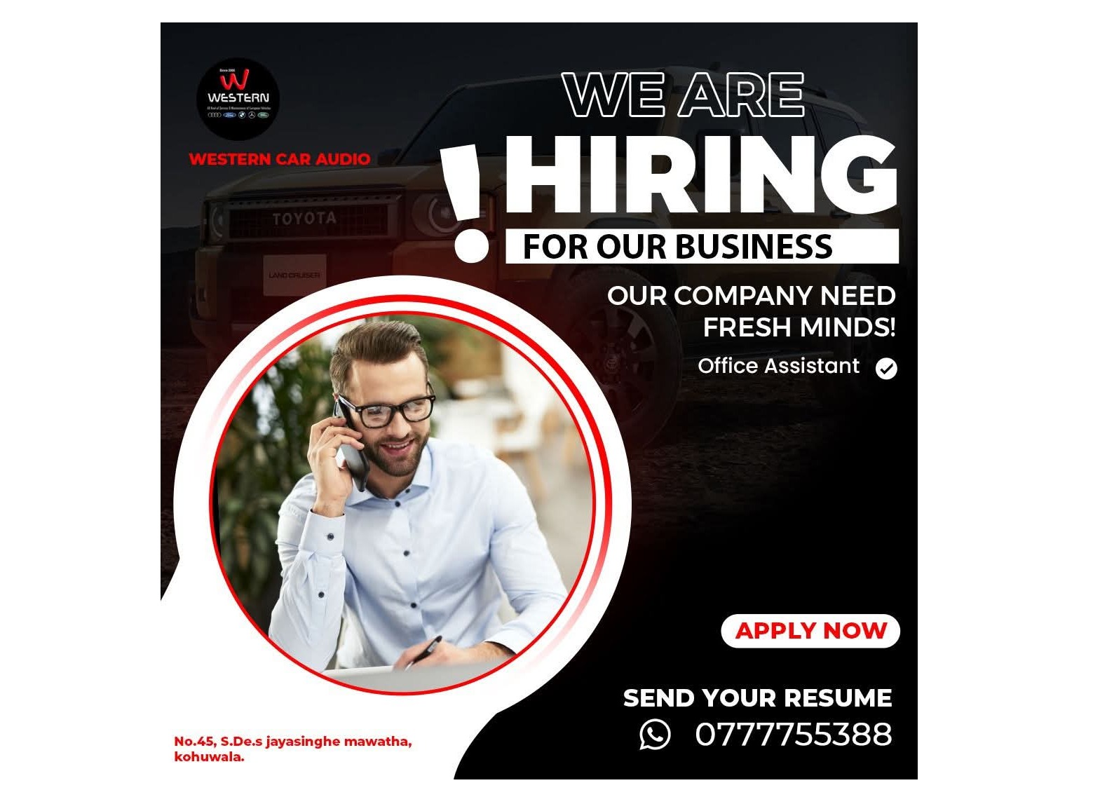 We are hiring a office assistant