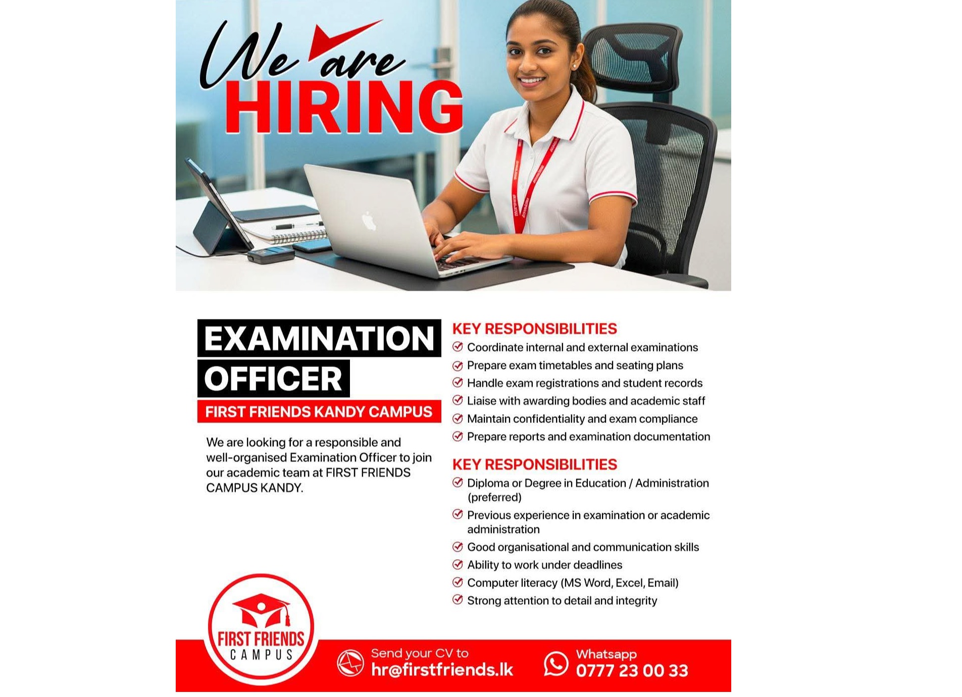 We are hiring - Examination officer