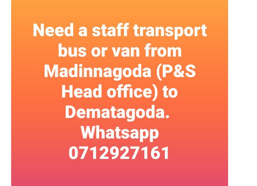 Need a staff transport bus or van 🛑
