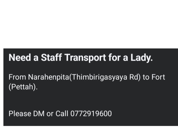 Need staff transport for lady 🙋‍♀️
