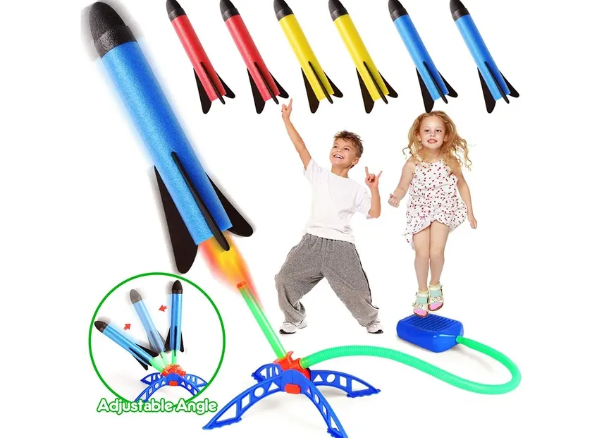 Kid Air Rocket Foot Pump Launcher Outdoor Air Pressed Stomp Soaring Rocket Toys Child Play Set Jump Sport Games Toy For Children