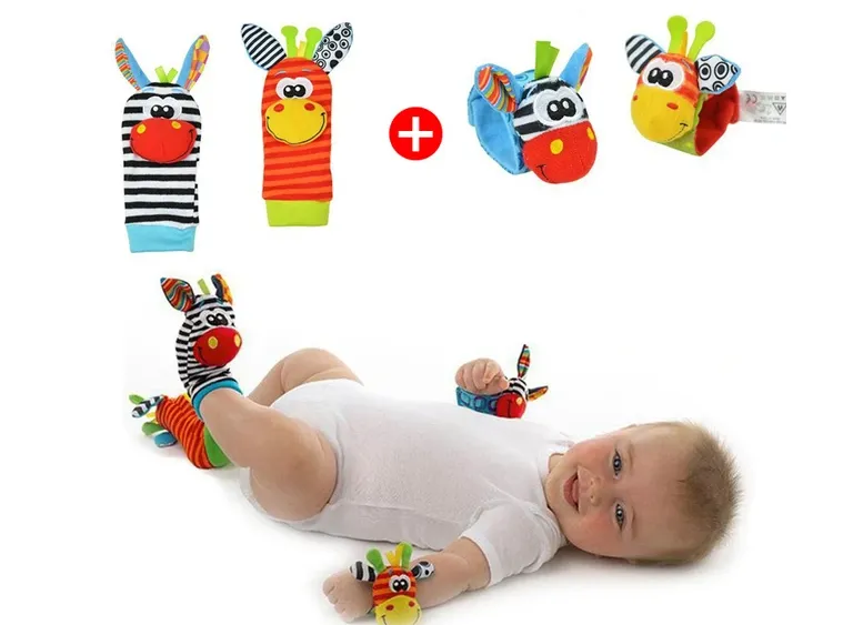 0~24 Months Baby Rattles Soft Plush Toys Foot Wrist Rattle Set Cartoon Newborn Development Educational Toys For Children