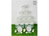 Kitchen Storage 350ML Bottles 12 pcs with Spoon / Clear Plastic Lids / Colurfull Kitchen