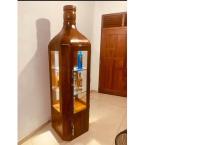 Bottle shape cabinet  Teakwood  Rustic & NC 15 years warranty  9mm glass 65 Bottles stock capacity