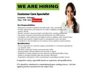 Customer care service vacancy available 📌