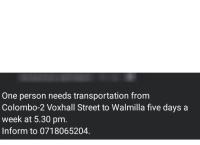 One person need transportation 🙋