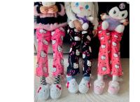 Sanrio Hello Kitty Anime Y2k Kawaii Flannel Pajamas Women'S Warm Woolen Cartoon Casual Home Pants Autumn Winter Fashion Trousers