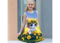 Summer Dress For Girls 2024 Kids Clothes Casual Sleeveless O-neck Cat 3D Print Children Princess Party Dresses 2 To 8 Years Old