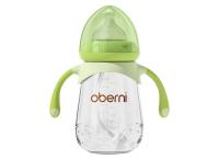 Oberni PP baby bottle with straw handle for baby boy and girl feeding milk bottle with baby silicone pacifier over 6 months