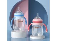 Oberni PP baby bottle with straw handle for baby boy and girl feeding milk bottle with baby silicone pacifier over 6 months