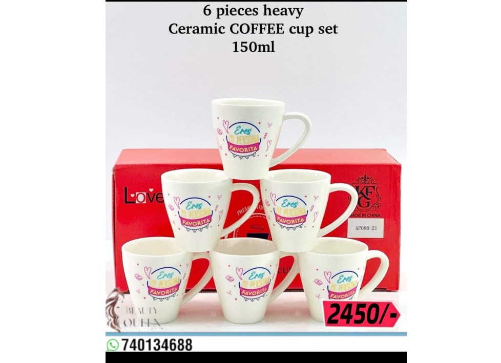 6pcs heavy Ceramic Tea cup (250ml)