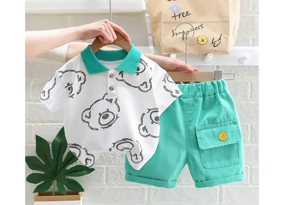 New Summer Baby Clothes Suit Children Boys Girls Cartoon Bear T Shirt Shorts 2Pcs/Set Toddler Casual Clothing Kids Tracksuits