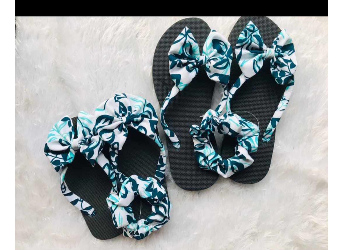 Bow Slippers with Free Hair Band | for Mom and Baby