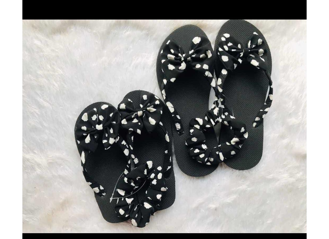 Bow Slippers with Free Hair Band | for Mom and Baby