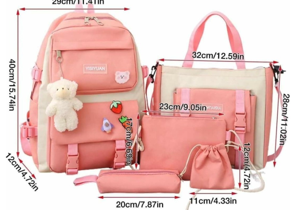 5pcs Aesthetic school bag cute