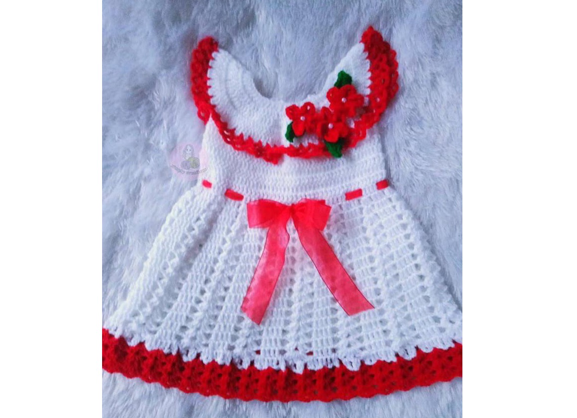 New baby girls soft acrylic yarn handmade frock