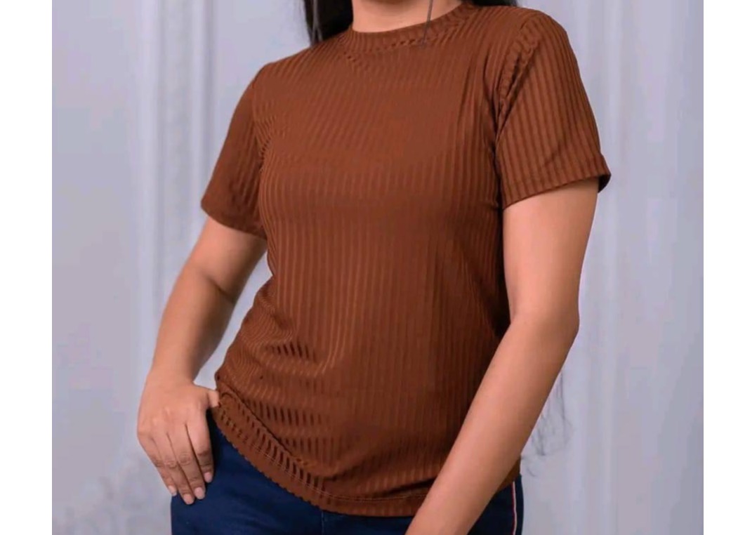 WOMEN SHORT SLEEVE RIBBED T-SHIRT