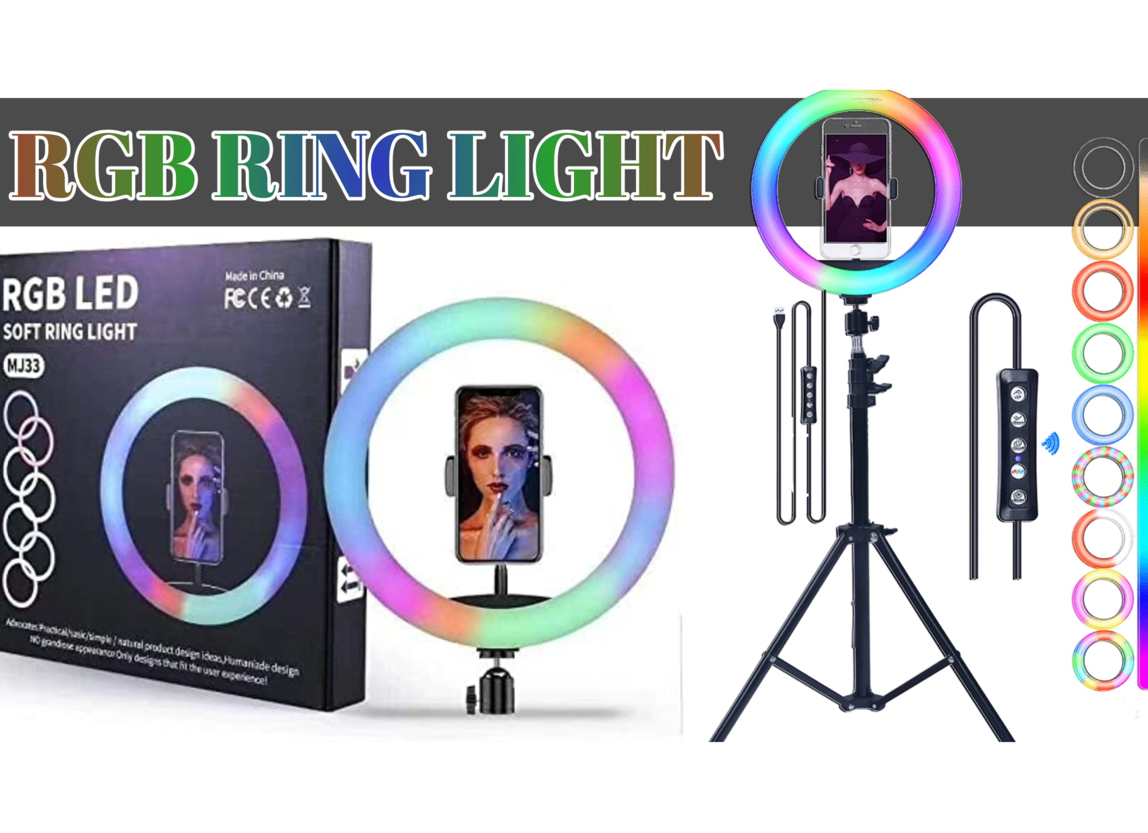 RGB Ring Light With Large Tripod for Camera and Mobile phone