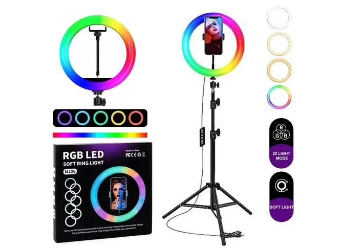 RGB Ring Light With Large Tripod for Camera and Mobile phone