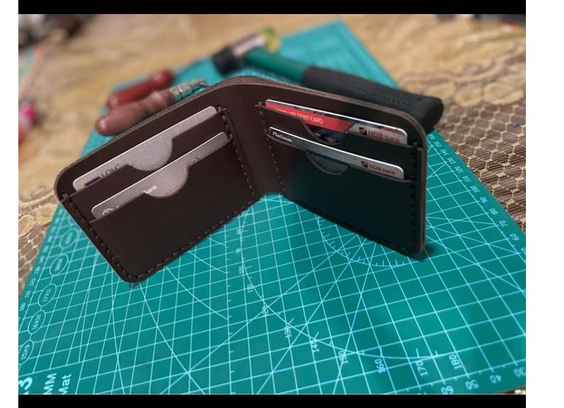 Wallet Full Leather Hand made  Rustic style bifold  Dark brown