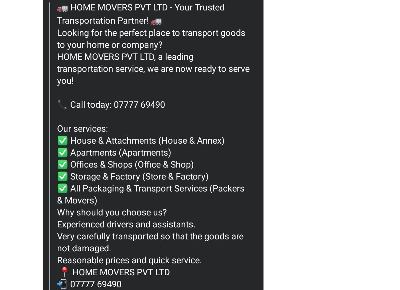 Home movers Pvt Ltd 🚚