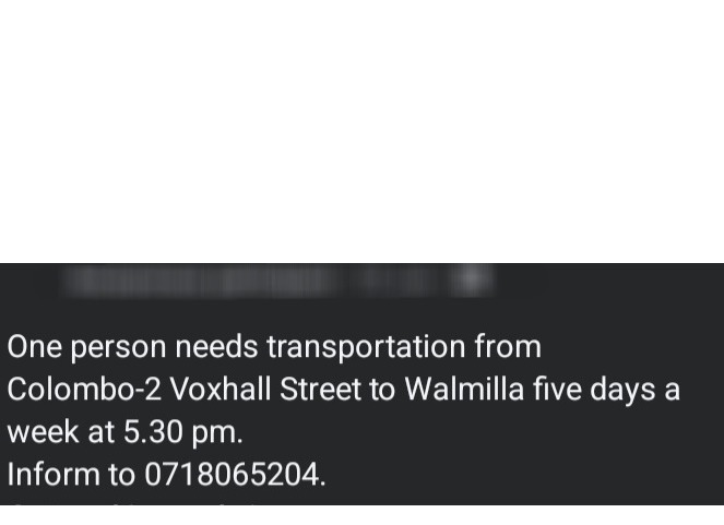 One person need transportation 🙋