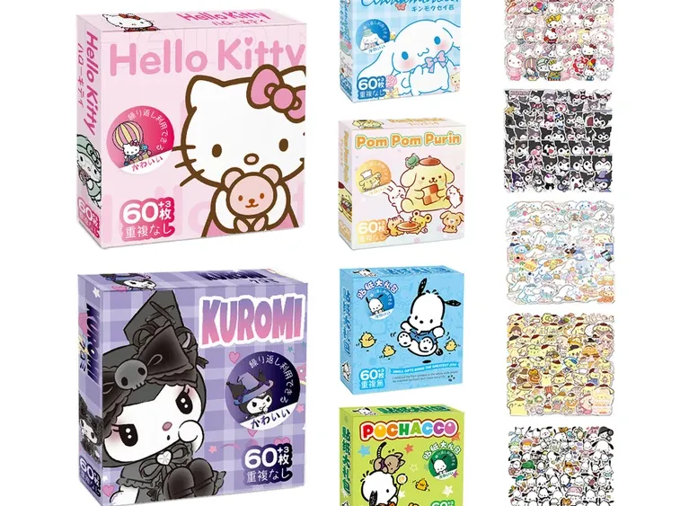 60Pcs Sanrio Hello Kitty Kuromi Cinnamoroll Pochacco Stickers for Kids Girls DIY Laptop Phone Diary Cute Cartoon Sanrio Sticker