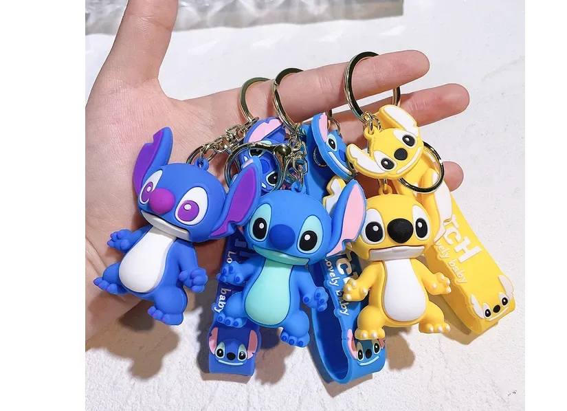 Lilo & Stitch Toys Keychian Anime Stitch Pendant Keychain Sweet Pink Angel Keychians Women Car Keyring Girl Birthday Gif