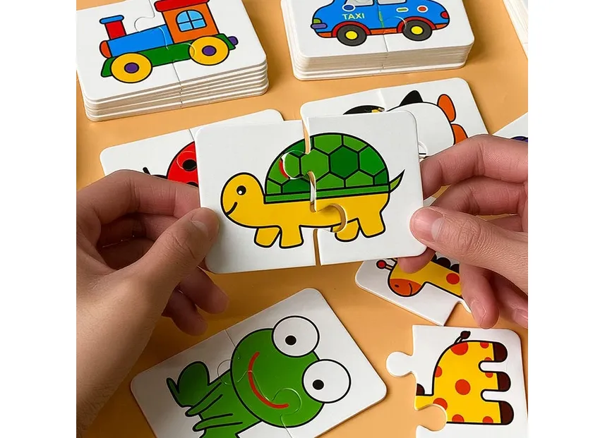 32Pcs Toddler Matching Card Early Montessori Education Puzzle Toys Cartoon Jigsaw Animal Color Shape Cognitive Training Gifts