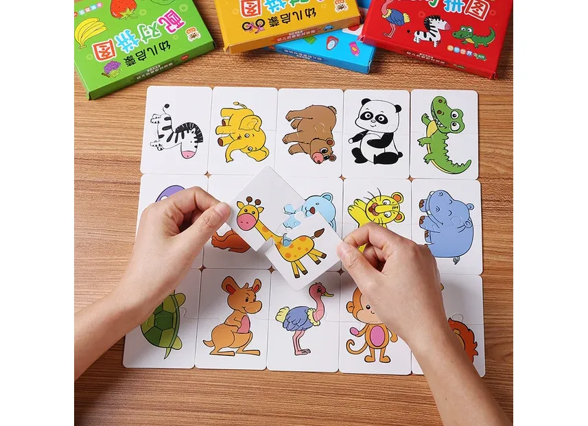 32Pcs Toddler Matching Card Early Montessori Education Puzzle Toys Cartoon Jigsaw Animal Color Shape Cognitive Training Gifts