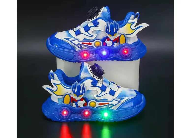 2023 Boys New Cartoon Sneakers Children Baby Autumn LED Luminous Sports Shoes Kids Winter Warm Casual Light Up Shoes Size 22-31