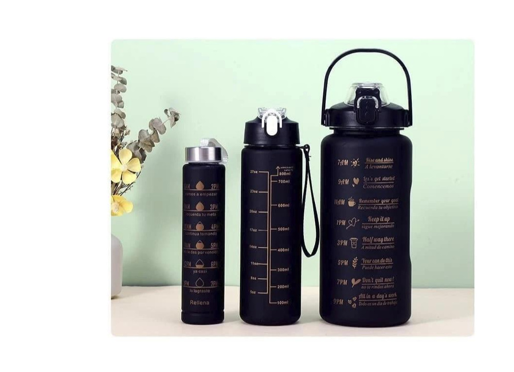 Black Colour 3 in 1 Bottle Set