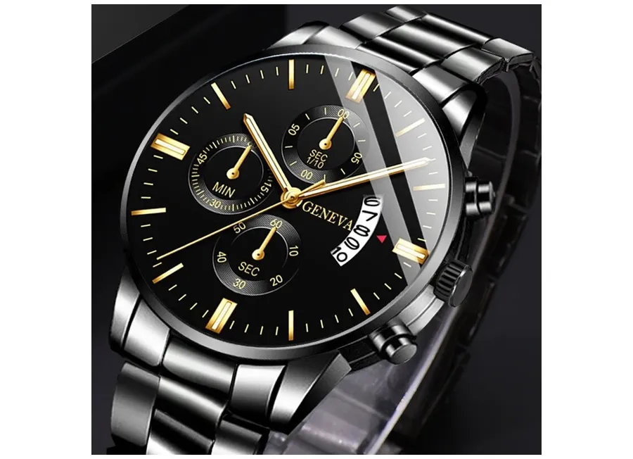 Fashion Men Stainless Steel Watch Luxury Calendar Quartz Wrist Watch Mens Business Watches for Man Clock Montre Homme