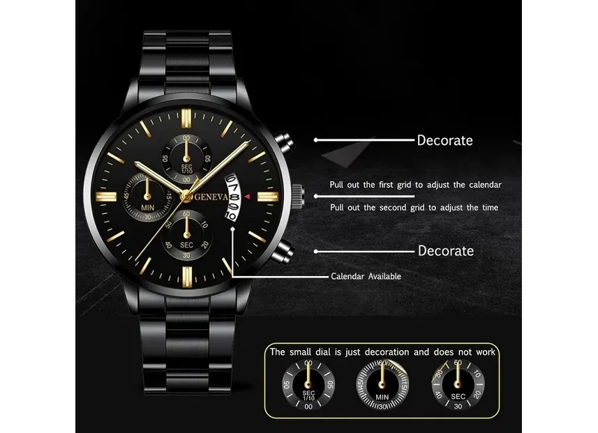 Fashion Men Stainless Steel Watch Luxury Calendar Quartz Wrist Watch Mens Business Watches for Man Clock Montre Homme