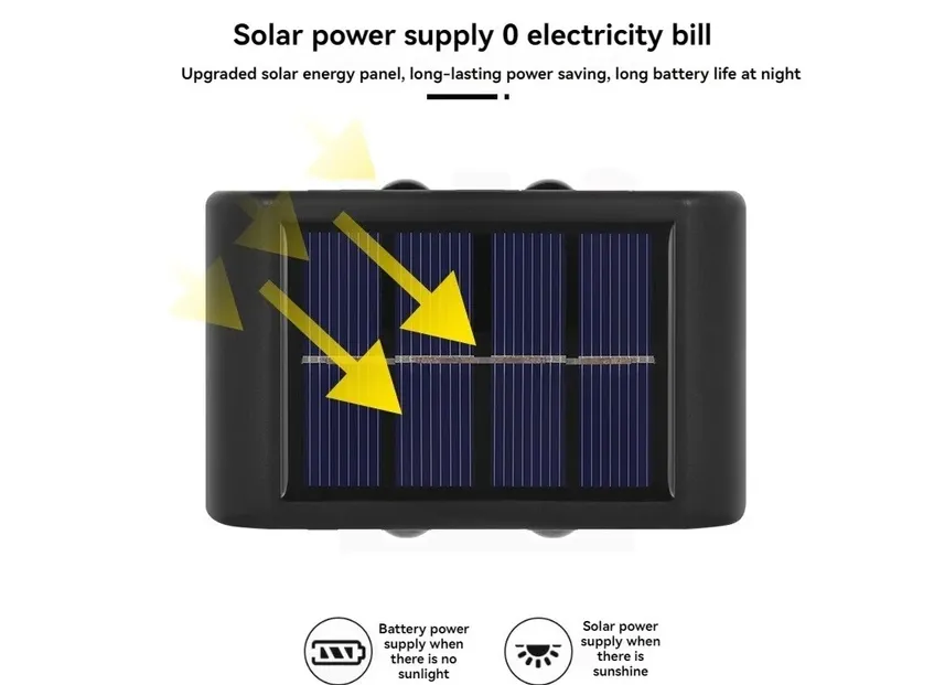 4LED Beads Up and Down Light Solar Powered Waterproof Wall Light for Courtyard Garden Carport