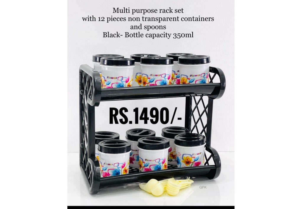 Multi purpose Rack set with non transparent 12 containers & Spoon