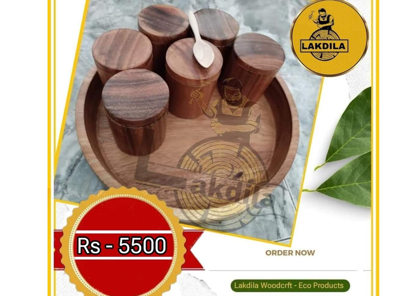 CARVED WOODEN SPICE BOTTLE / SET