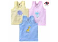 Zero Kids Printed Light Color Cotton Vest Pack of 3Pcs