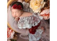 Ylsteed Newborn Lace Jumpsuit with Headband Baby Girl Photography Outfits Newborn Photo Shooting Clothes