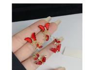 Red long butterfly earring