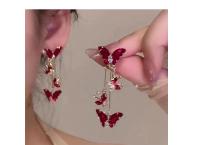 Red long butterfly earring