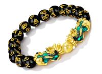 Feng Shui Black Obsidian Wealth Bracelet Color Changed Pi Xiu Bracelets Dragon Mantra